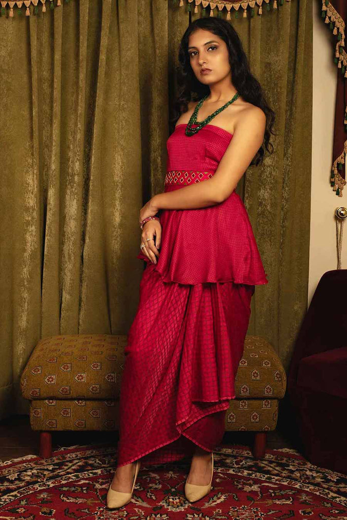 Buy skirt for women in Bhubaneswar , Candy Red Sequins Skirt